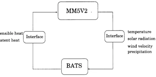 Figure  5-3:  The  DATA  Transfer  Diagram  between  BATS  and  MM5V2