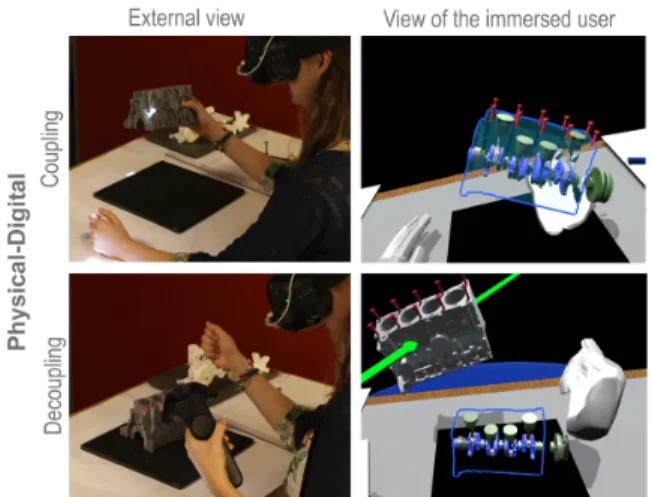 Figure 7. While immersed, the physical and digital counterparts of aug- aug-mented objects can be mapped one-to-one (top)