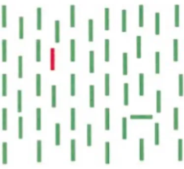 Figure 1.3: Single feature pop-out – from Wolfe and Cave (1999).