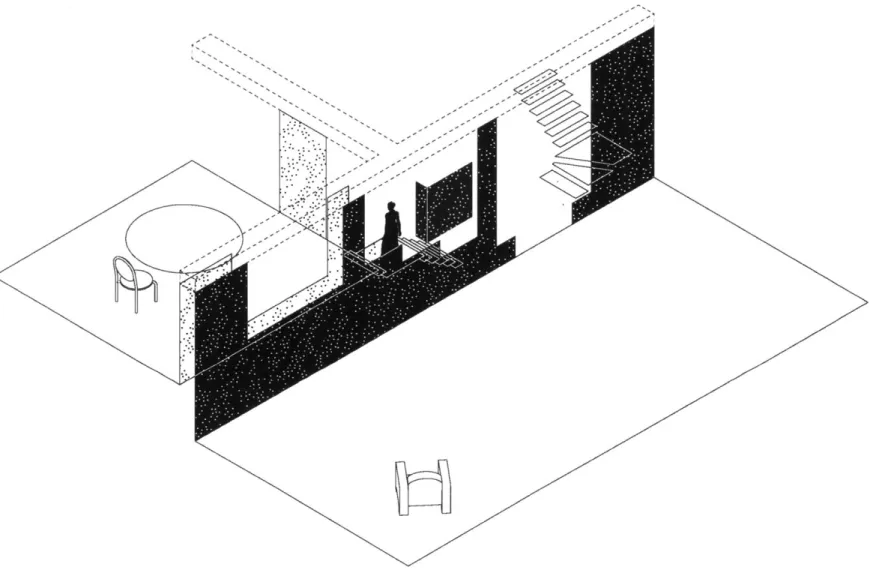 Figure  10:  The  ornamented  wall separates and signs that separation.  It is an architectural mask, setting  the stage for the performance