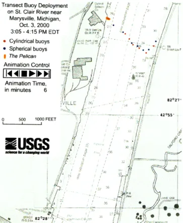 Figure  3-6:  St.  Clair  River  near  Marysville.  The  snap-shot  of  the  animation  is obtained  from  the  USGS  website.