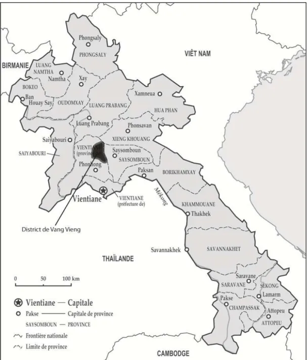 Figure 1 : Le Laos et le district de Vang Vieng (Banomyong et Pholsena, 2004) 