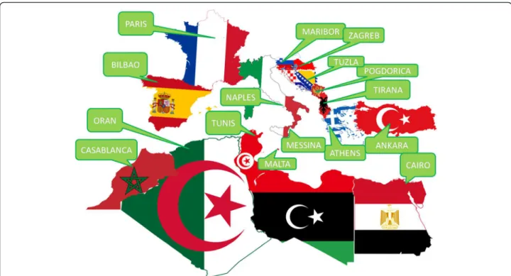 Figure 1 Map of referral centers in the participating countries.