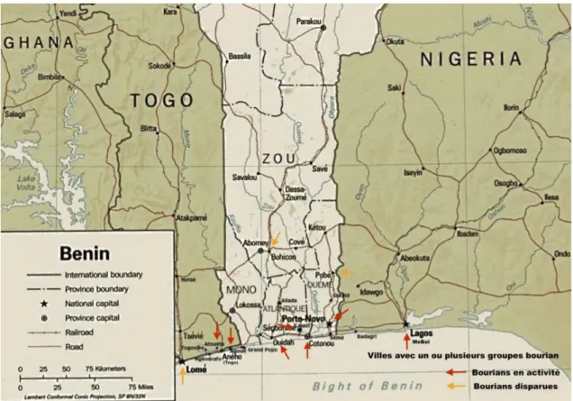 Fig.   1   :   Carte   de   distribution   des   groupes   bourian   