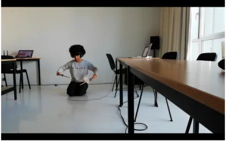 Figure 3.9: Picture of a performer playing with somasticks in the movA workshop.