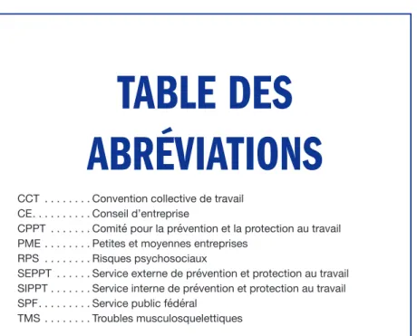 TABLE DES  ABRÉVIATIONS