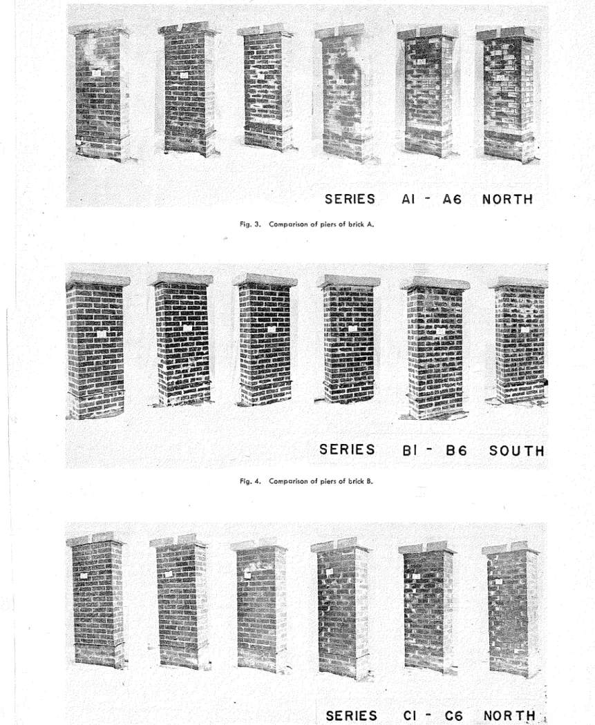 Fig.  3.  Comparison  o f  piers of  brick  A. 