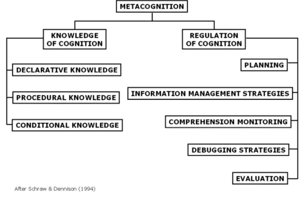 Figure 8 Metacognition and its functions (Schraw &amp; Dennison, 1994) 