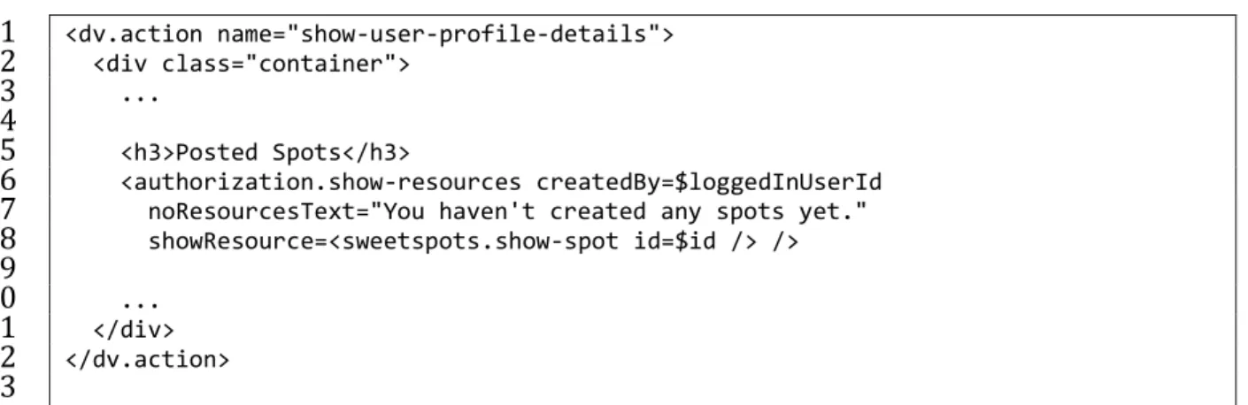 Figure 11: Users can see spots that they created using the authorization.show-resources cliché action  and replacing the default show-resource action to show more information about the Spots