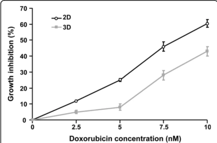 Figure 1 Antiproliferative effect of doxorubicin in HT1080 cells cultured within 3D matrix