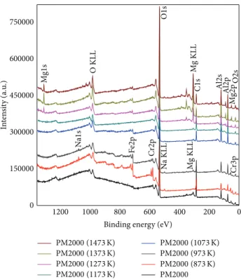 Figure 7: XPS survey spectra of as-received and oxidized PM2000.