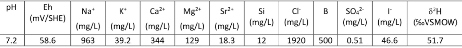 Table 3: chemical composition of COx groundwater measured just before dismantling 