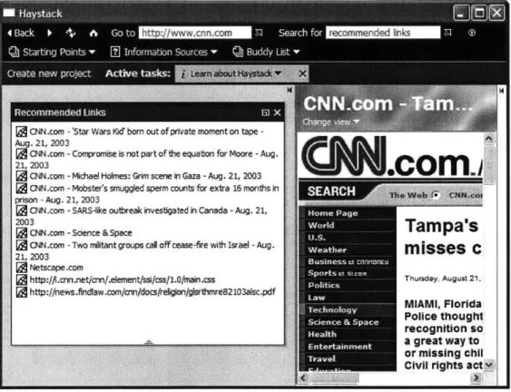 Figure 4-3:  The collection  of recommended  links,  after  visiting  several pages  on CNN.