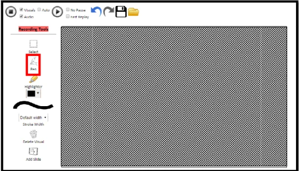 Figure 2: Record Button with  Recording Options (current state  would record both visuals and audio)