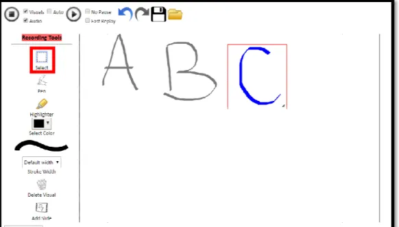 Figure 4: Using the Selection Tool.  The selection tool is highlighted. In this example, selected and could be deleted, moved or resized by the user.