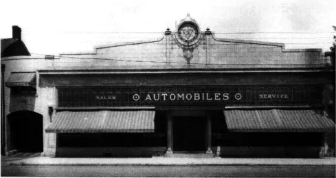 Figure  2.1:  In the  1920s,  purpose-built  dealerships  gradually  began to appear.  The  dealership  shown here  is a  Dodge  dealership  in York, Pennsylvania  designed  in an Art Deco style