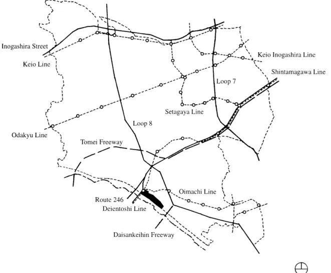 Fig. 12  Map showing the transportation system in Setagaya Ward