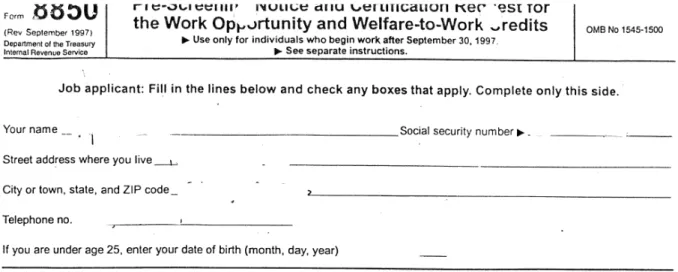 Figure 1. Sample IRS 8850 Form Anonymized 
