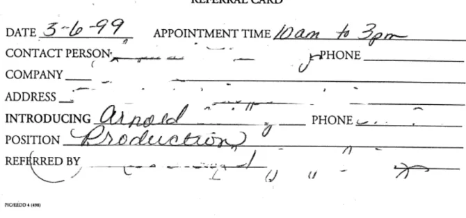 Figure 2. Sample Referral Card From Private Industry Council Anonymized   