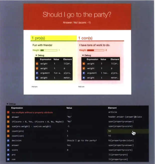 Figure 3-4:  The  debug tools in action, showing local  values  and warnings.