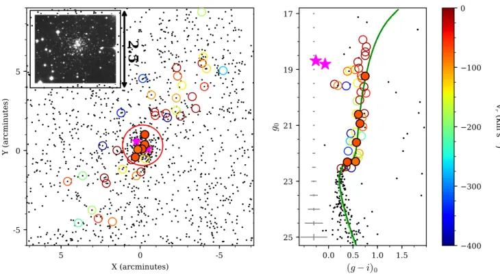 Figure 1. Left-hand panel: Spatial distribution of the Lae 3-like stellar population in the field of view