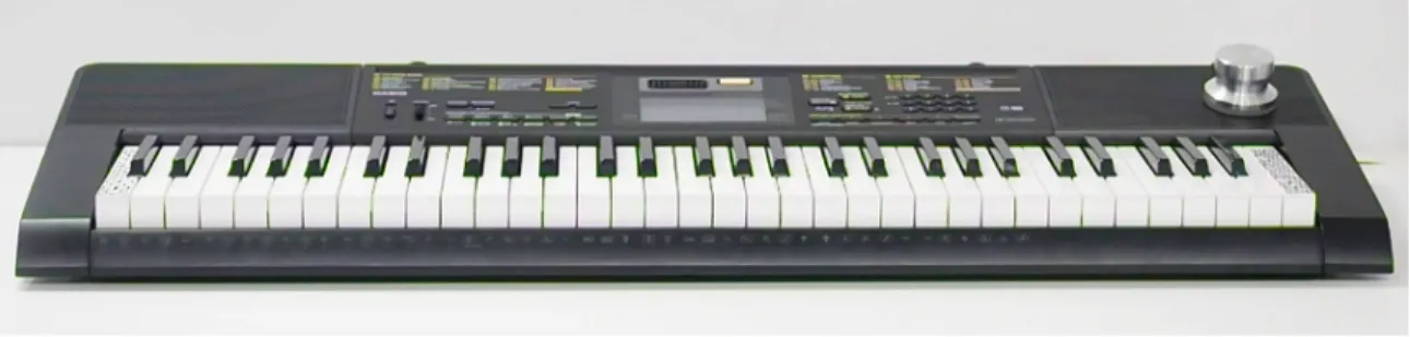 Figure 4-1: Multifunction knob and MIDI keyboard with AR markers on first and last keys.