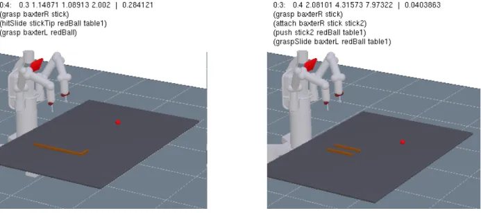 Fig 4.1.1 Example of starting conditions. Left shows two pieces starting connected. Right  shows two pieces starting sitting apart