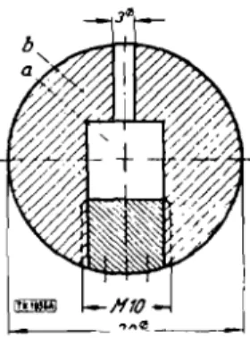 Fig.  4.  Cross-section  o f   the  heating  body.  a  -  space  f o r   filament  winding;  b  -  copper