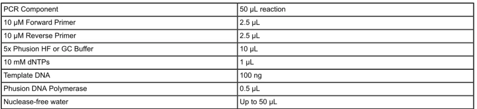 Table 5: A paired gRNA PCR mixture.