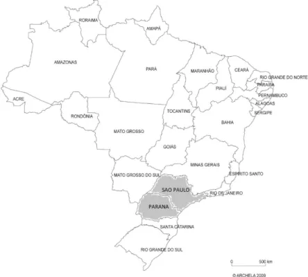 Figure 2. Map of Brazil and states where data was collected. 