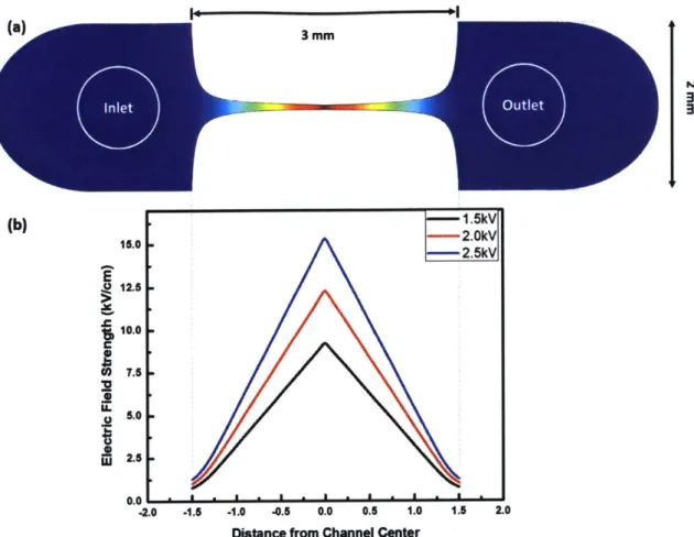 Figure  2-1:  Representative  electric  field  distribution  in  microfluidic  assay device