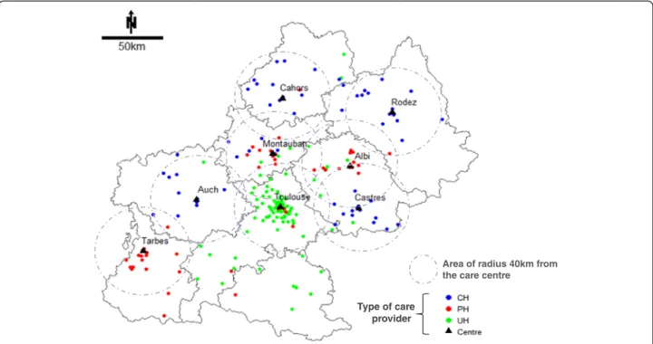Fig. 2 Patients overall spatial distribution by care providers
