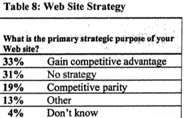 Table  8:  Web  Site  Strategy