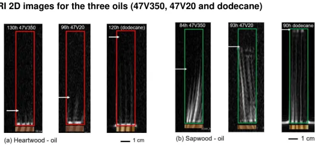 Figure 2.2: 2D MRI images of the oil imbibition test along the longitudinal direction at the end 714 