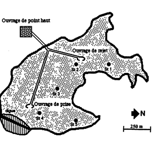 Figure I l. Plan de la r€t€næ  du Mirgenbech  avec stations  d'éhde.