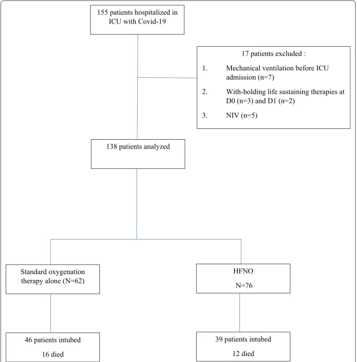 Fig. 1  Flow chart. NIV non‑invasive mechanical ventilation, ICU Intensive Care Unit, HFNO High Flow Nasal Canula Oxygen