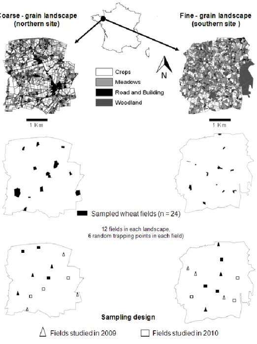 Figure I.1. Location and main characteristics of land use in the two landscapes studied