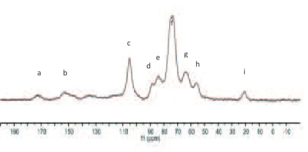 Figure 7. Spectre RMN  13 C du solide de la paille de MxG natif 