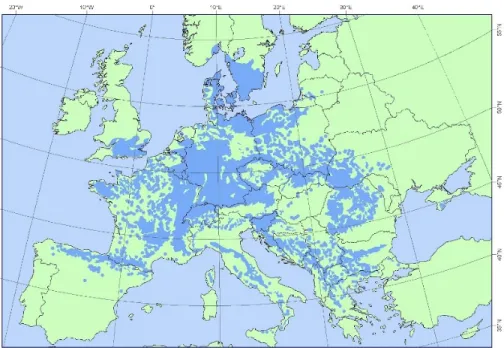 Figure 1.2. Distribution map of beech (Fagus sylvatica) EUFORGEN 2009,  www.euforgen.org