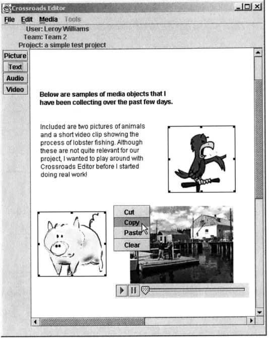 Figure  8.  Leroy using the  Crossroads  Editor to  create  sample  projects.