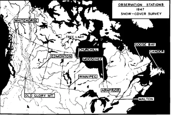 Fig. 1. Canadian observation stations 1947.