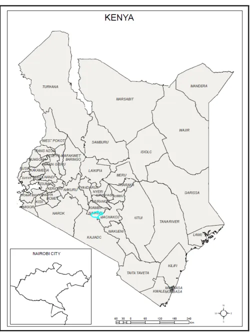 Figure 1. 1:  Map of Nairobi County in its national context 