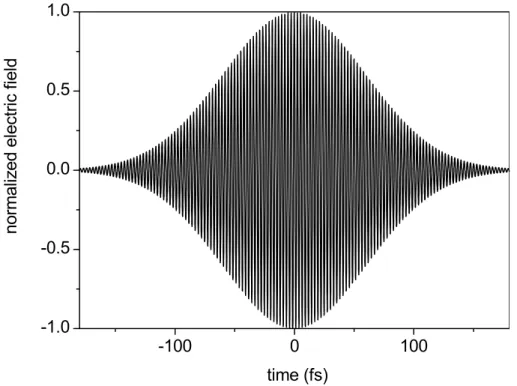 Figure 2.1: The electric field of an ultrashort laser pulse with a pulse duration of 100 fs (FWHM).