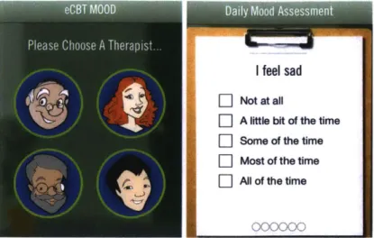 Figure  2.1:  Examples  of  psychological  skeuomorphs,  taken  from  the  eCBT  Mood application