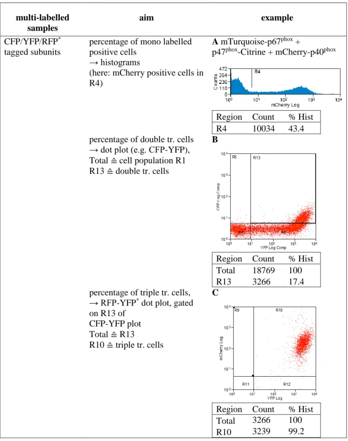 Table 11 Flow Cytometry – multi-coloured samples both for transfection efficiency and FRET by Flow  Cytometry 