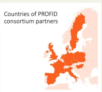 Figure 1 Geographic location of the PROFID consortium part- part-ners. The countries where the consortium partners are located are depicted in darker colour.