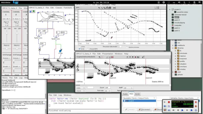 Figure 3: OM environment: musical data and editors.