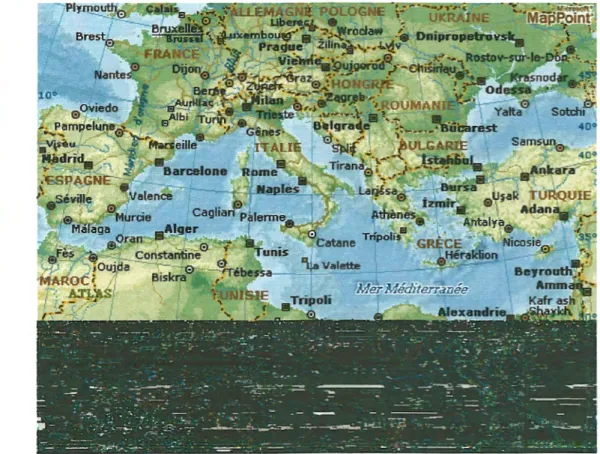 Figure 03 : Carte de situation geographique de  la region mediterraneenne 