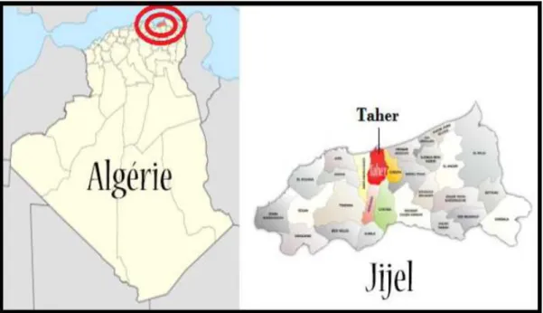 Figure 2.1. Carte de situation géographique de la région de Taher 