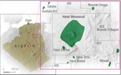 Figure II.8 : Situation du gisement de Hassi Messaoud. (WEC, 2007) modifié  II.3.2. lithostratigraphie  